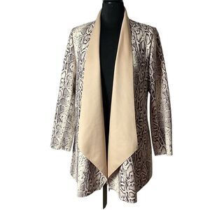 Feratelli Faux Suede Animal Print Asymmetrical Jacket M Boho Art To Wear Draped